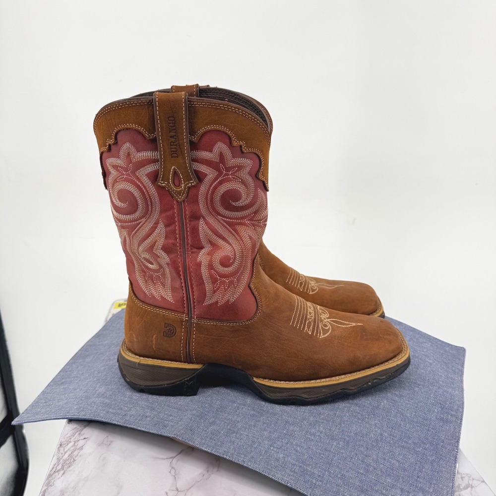 Durango Lady Rebel Western Boots Wmn 10M Brown Rusty Red Leather DRD0349 Sq Toe